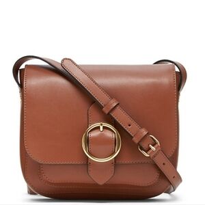 Banana Republic Women's Brown Leather Saddle Bag Crossbody Purse Gold Details